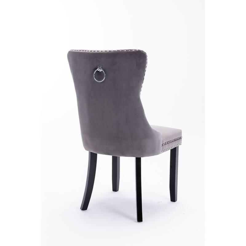 High-end Tufted Solid Wood Contemporary Velvet Upholstered Dining Chair with Wood Legs Nailhead Trim 2-Pcs Set,Gloden