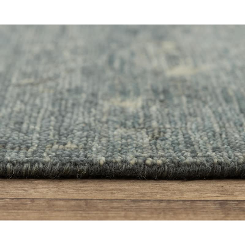 Alora Decor Abby Blue and Ivory Medallion Hand-knotted Wool Rug