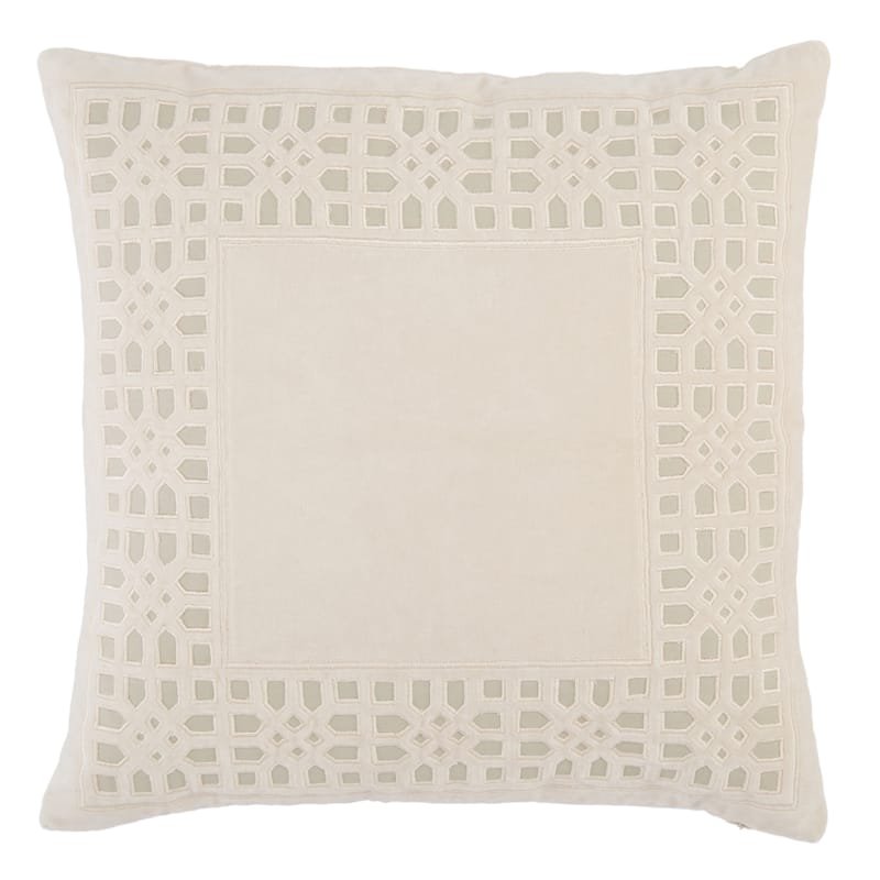Istana Trellis Pillow - 22"X22" Cover Only - Beige/Light Grey