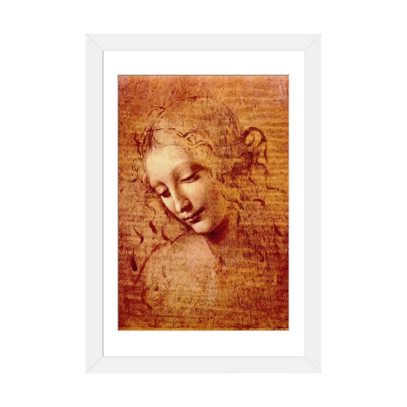 iCanvas "Female Head" by Leonardo da Vinci - White - 24x16x1