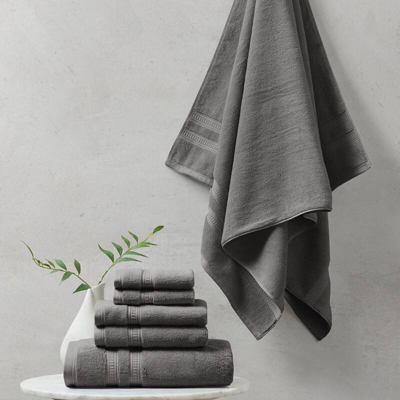 Cotton Feather Touch Antimicrobial Towel 6 Piece Set - Gray