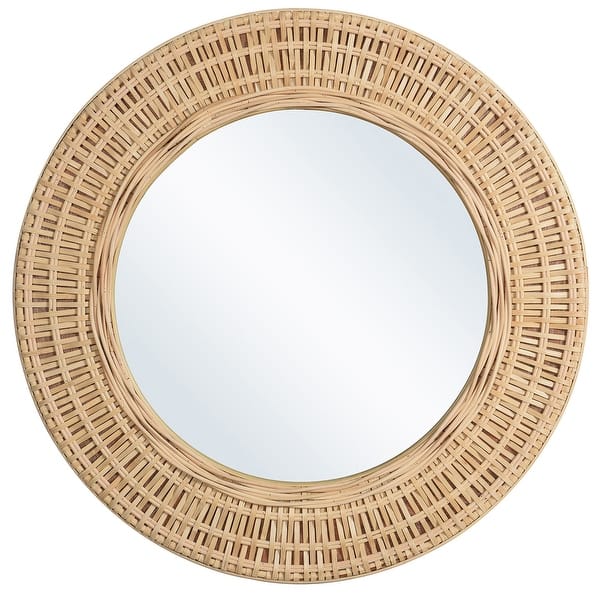 Bamboo Breeze Decorative Mirror Natural Woven Bamboo Frame Bed