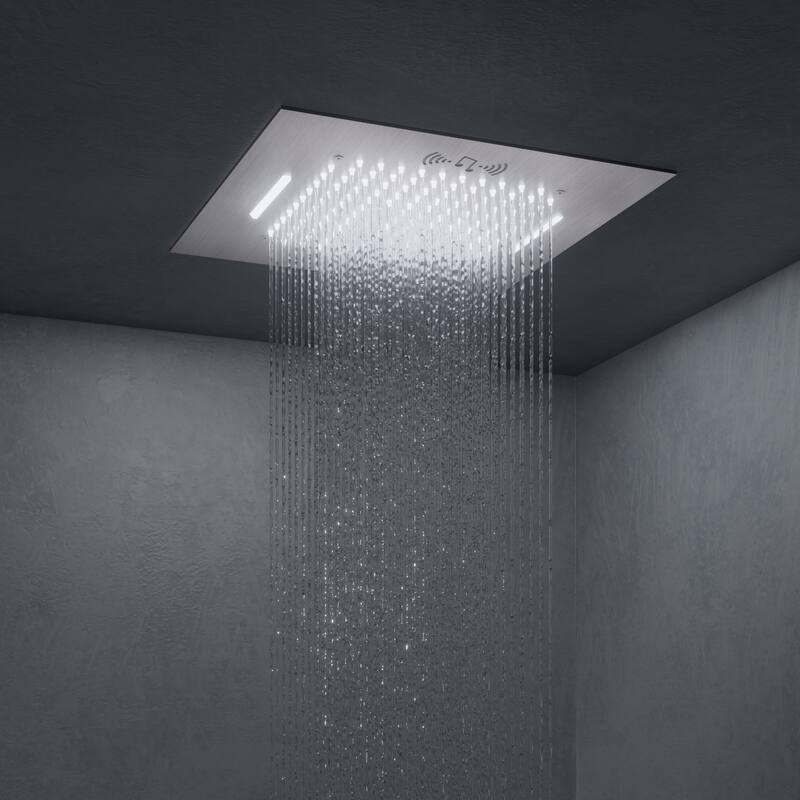 GRANDJOY LED Music Shower System 20"& 10" Dual Shower Heads with Handheld Shower