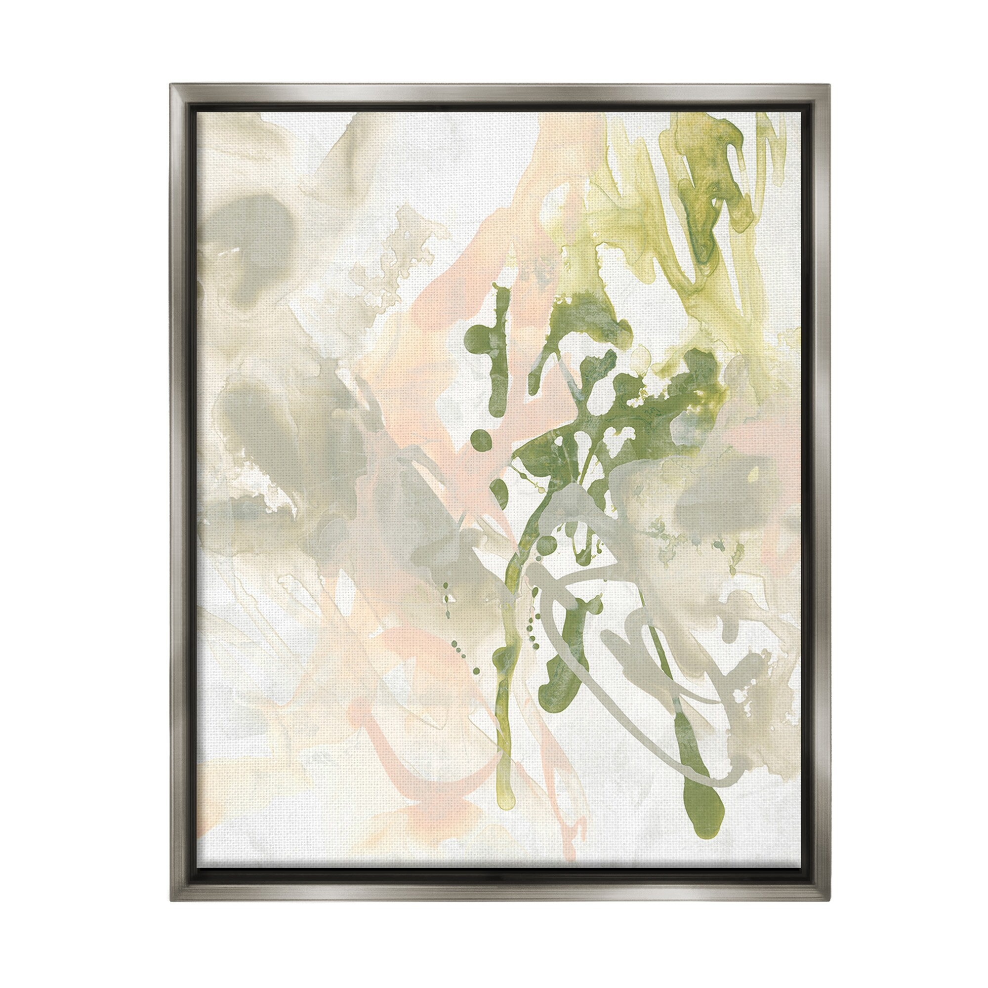 Stupell Abstract Green & Beige Framed Floater Canvas Wall Art Design By June Erica Vess