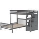 preview thumbnail 7 of 29, Cottage Concise Style Twin over Full Loft Bed with Storage Staircase,Solid Wood Versatile Bed with Full-Length Guardrail