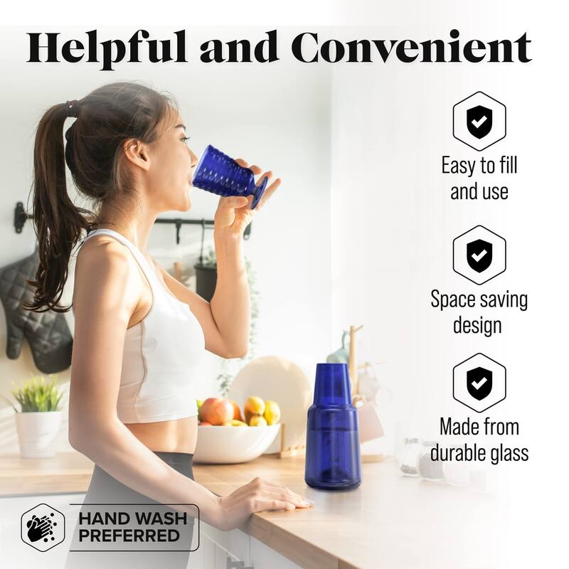 American Atelier Bedside Water Carafe with Footed Glass/Lid