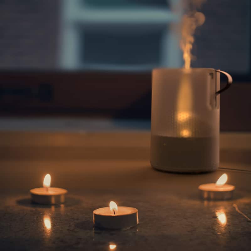 Votiv 4 Ultrasonic Humidifier with Flameless Candlelight, Touch Controls, Cool Mist