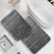 Clara Clark Ultra Soft Non Slip and Absorbent Bath Rug - Tiled Velvet Memory Foam Bath Mat - Small-Large (2PK) - Charcoal Stone Gray