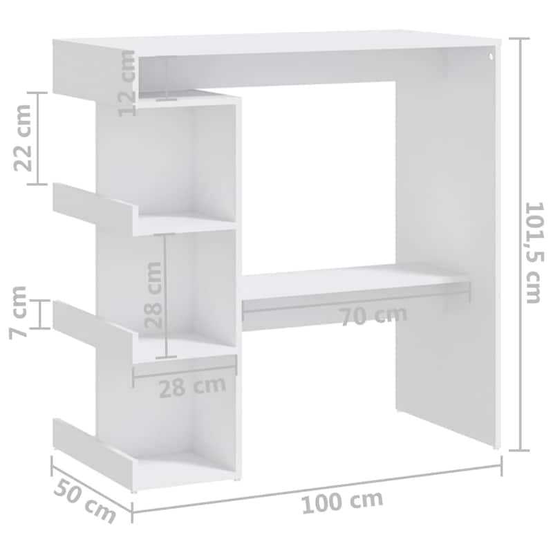 vidaXL Bar Table with Storage Rack 39.4"x19.7"x40" Engineered Wood - 39.4" x 19.7" x 40"