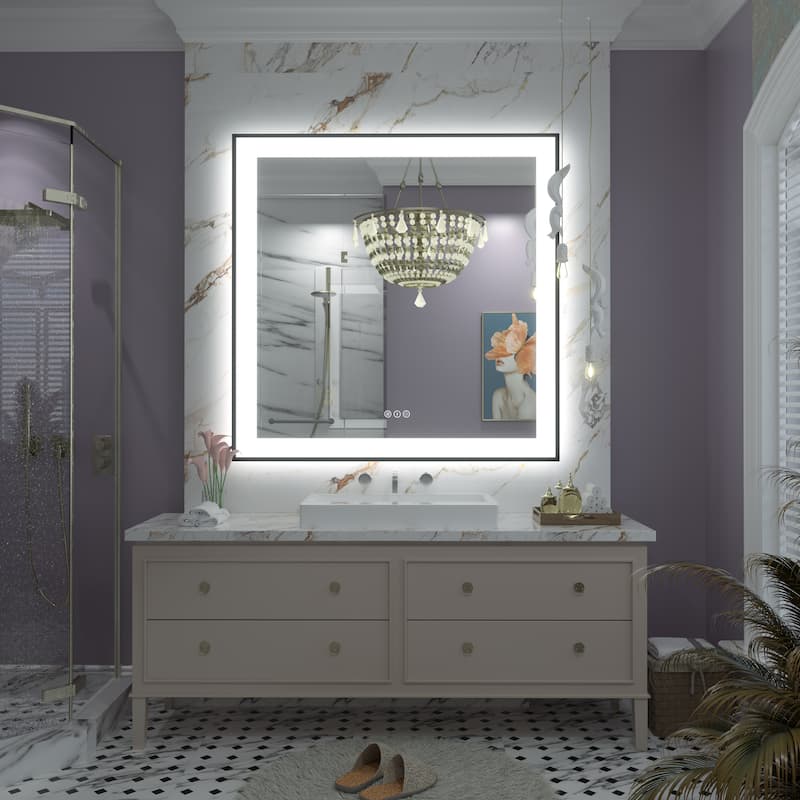 Front & Back LED Anti-Fog Tempered Glass Framed Bathroom/Vanity Mirror 3-Year Warranty