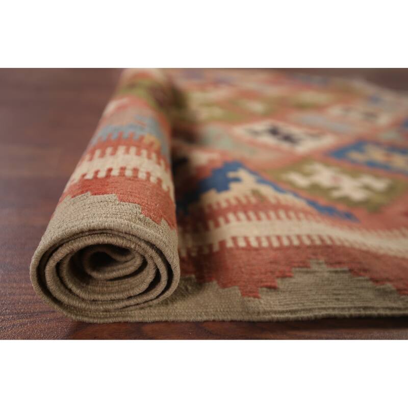Vegetable Dye Kilim Qashqai Persian Vintage Foyer Vintage Wool Carpet - 3'6"x 4'9"