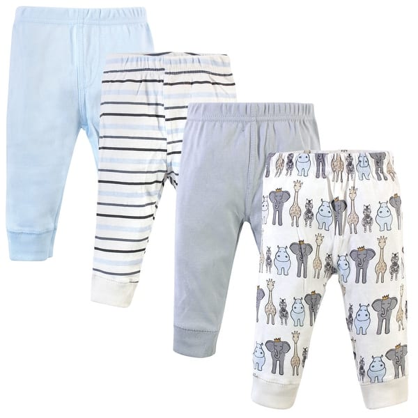slide 1 of 1, Hudson Baby Infant Boy Cotton Pants 4pk, Royal Safari 6-9 Months - Royal Safari