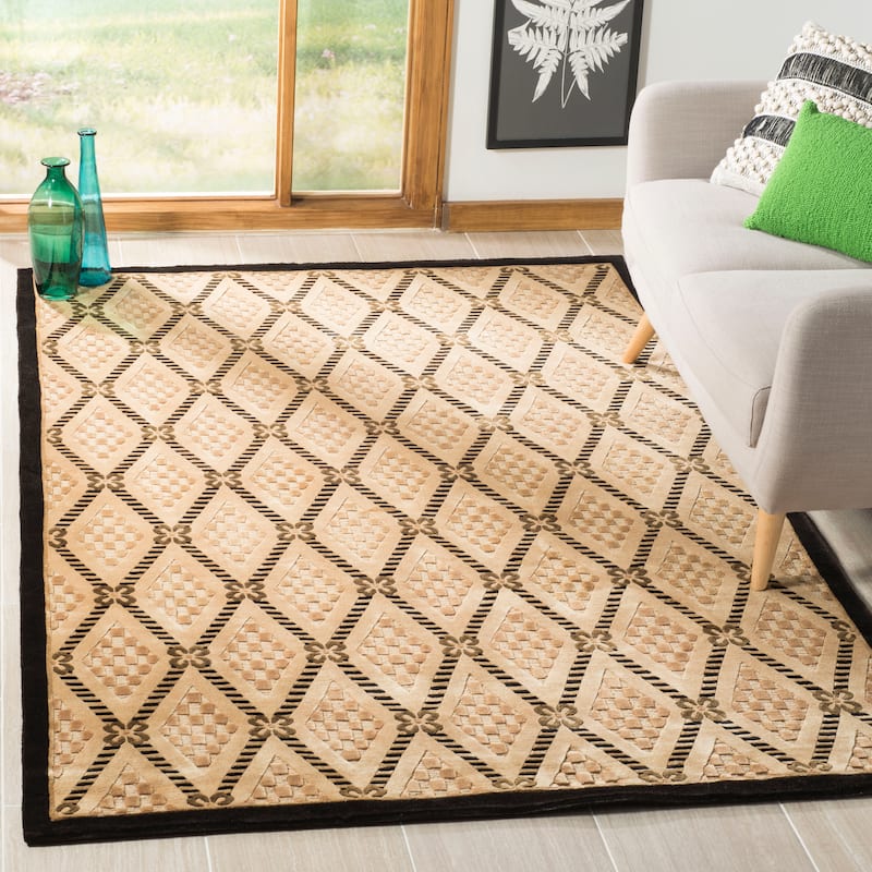 SAFAVIEH Couture Hand-knotted Tibetan Gaynor Modern Wool Rug - 6' x 9' - Black/Gold