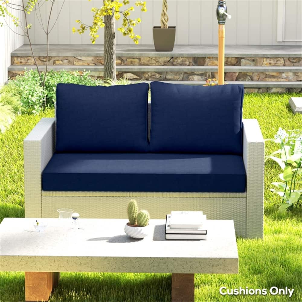 Fabric Outdoor Cushion Set with Washable Covers - Seat Cushion: 45.9" L x 26" W x 4.9" H