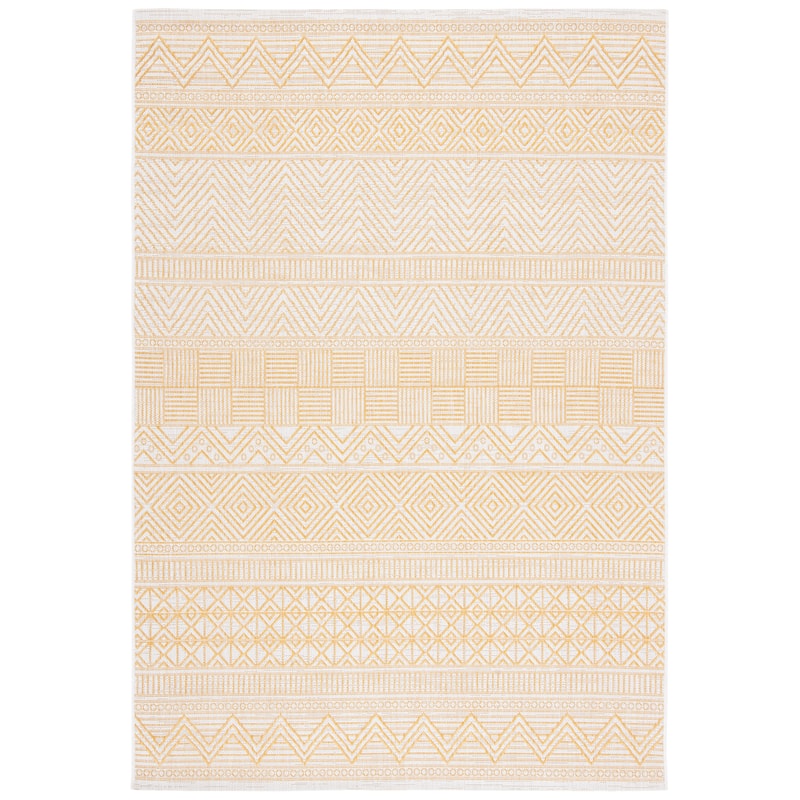 SAFAVIEH Courtyard Zorana Indoor/ Outdoor Waterproof Patio Backyard Rug - 2' x 3'7" - Beige/Gold