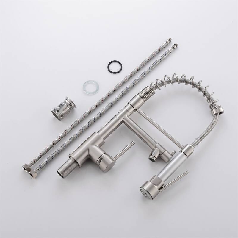 Single Handle Commercial Kitchen Sink Faucet With Pull Down Sprayer Modern Spring Single Hole Basin Taps Brushed Nickel