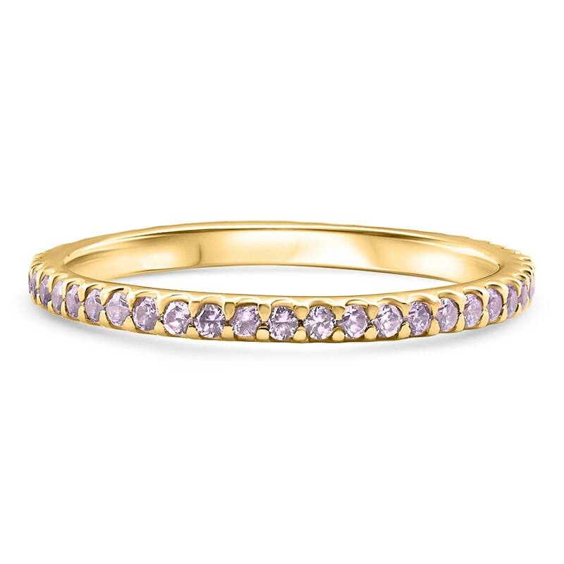 3/4Ct Genuine Amethyst Eternity Ring Stackable Band Yellow Gold