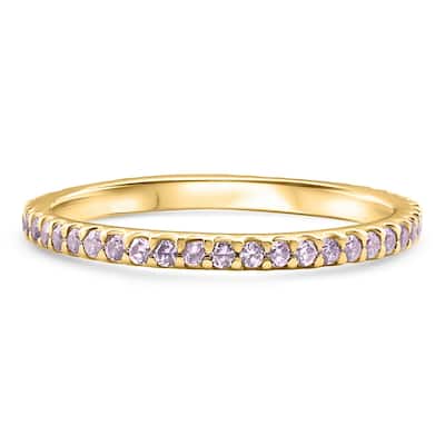 3/4Ct Genuine Amethyst Eternity Ring Stackable Band Yellow Gold