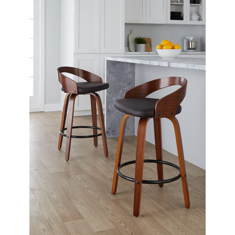 Carson Carrington Stavanger 26" Fixed-Height Counter Stool with Bent Wood Legs & Round Footrest (Set of 2)