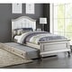 preview thumbnail 6 of 13, Twin Size Bed with Trundle and Button Tufted Headboard White and Silver