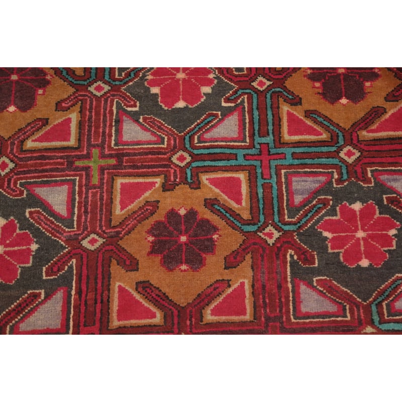 Hand Knotted Oriental 100% Wool Carpet Traditional Geometric Red Ardebil Area Rug - 9' 5'' X 4' 8''