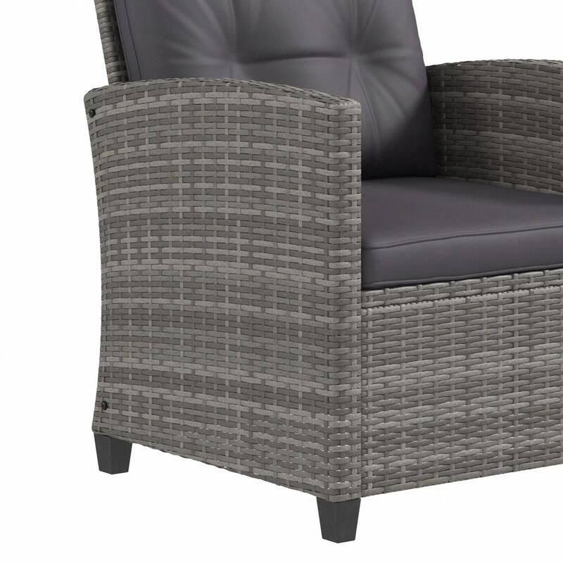 4PCS PE Rattan Patio Furniture Set with Two-tier Coffee Table,Cushion