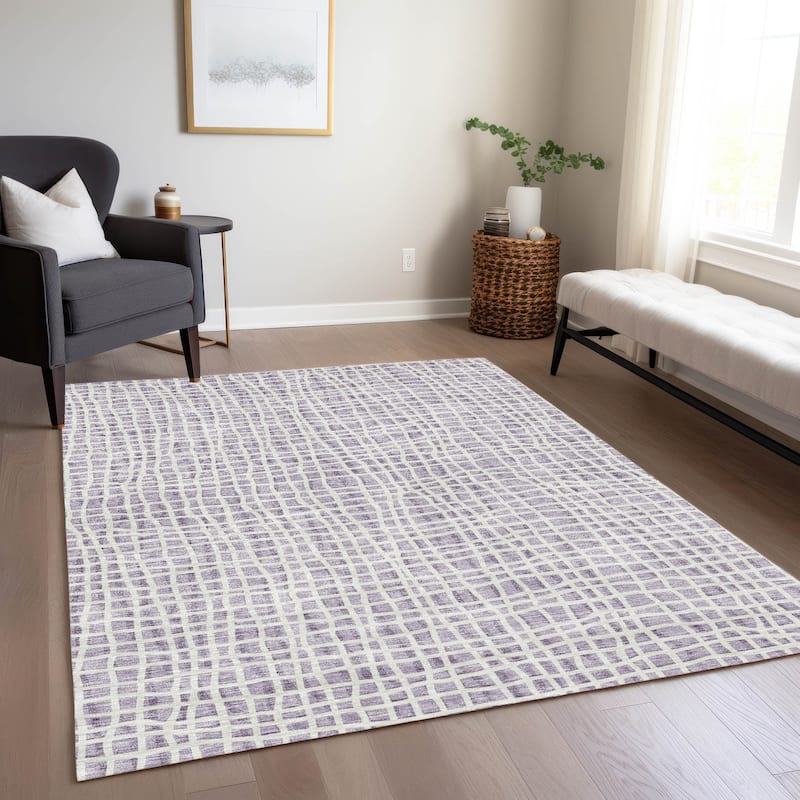 Machine Washable Indoor/ Outdoor Chantille Abstract Modern Rug