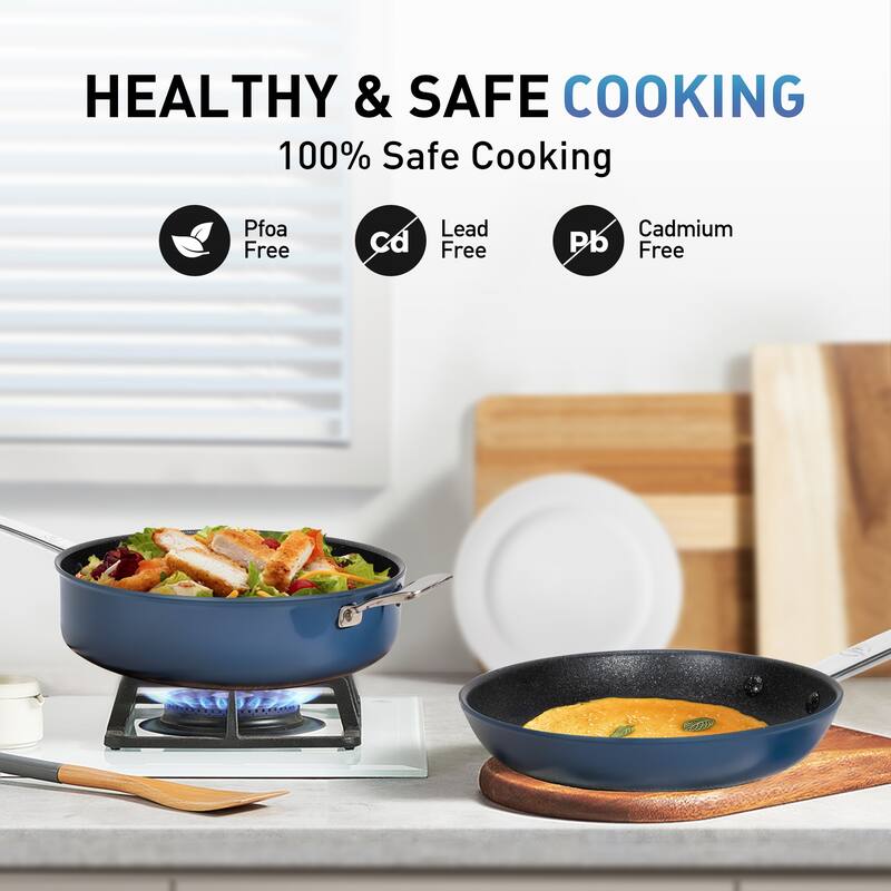 Nonstick 6/3/2-piece Cookware Set, Healthy Titanium Coating Nonstick and Plasma Diamond scratch-resistant Frying Pans Set