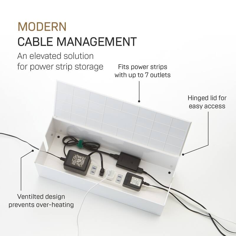 Yamazaki Home Cable Management Box, ABS Plastic, Lid - L 6.1 x W 15.75 x H 5.71 inches