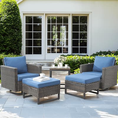5 Pieces Pocassy Glider Chairs Ottomans with Side Table
