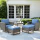 Option Brown Wicker Blue cushion