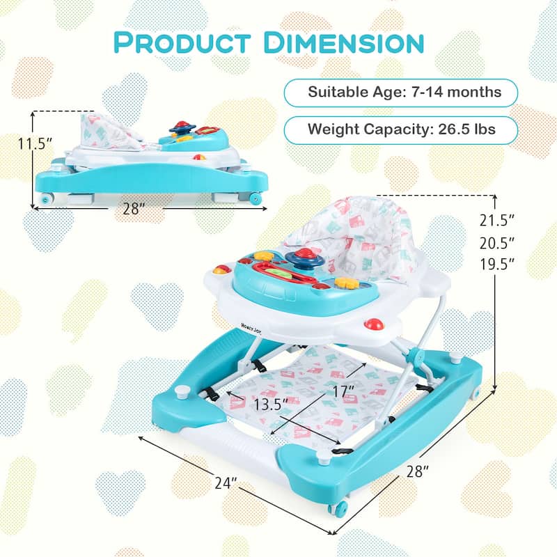 Honeyjoy 6 in 1 Baby Walker Adjustable Toddler Walker & Activity - See Details