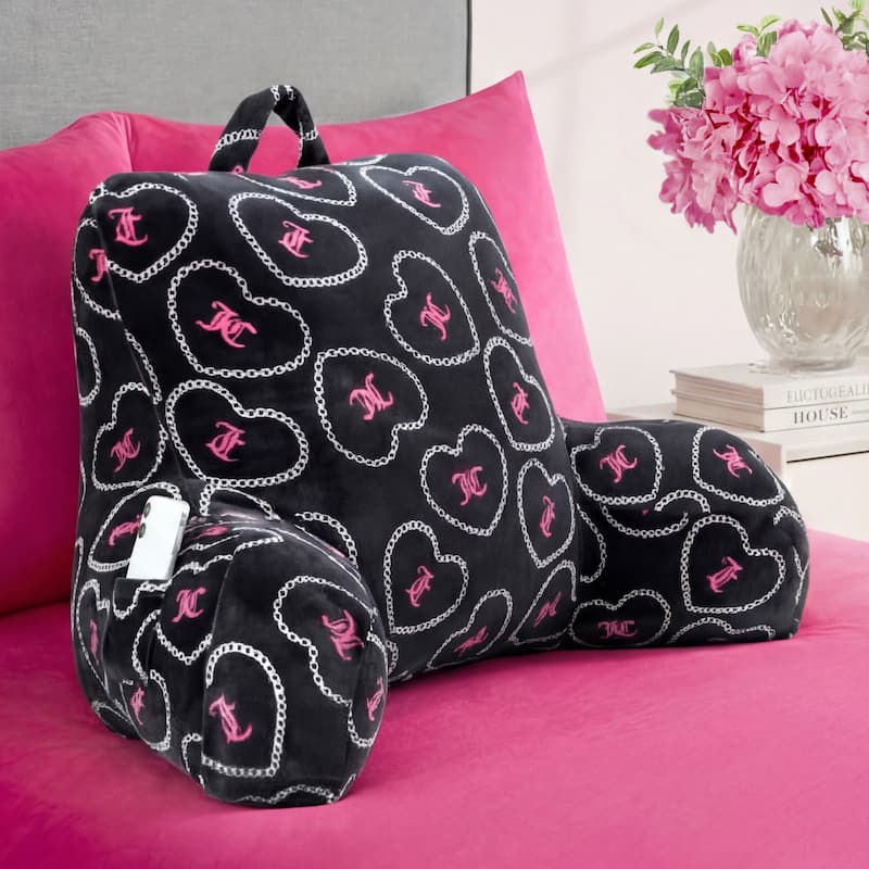 Juicy Couture 30" x 21" x 17" Backrest Pillows - 30" x 21" x 17" - Heart Black