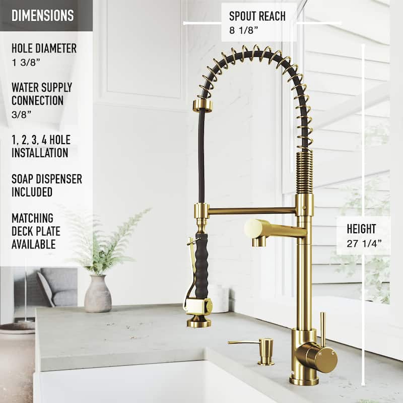 VIGO Zurich 27" H Single Handle Pull-Down Sprayer Kitchen Faucet