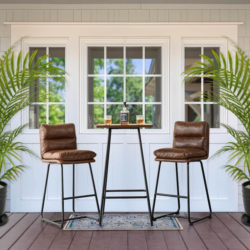 Glitzhome 41"H Industrial Modern Square Wood Top Bar Height Pub Tables