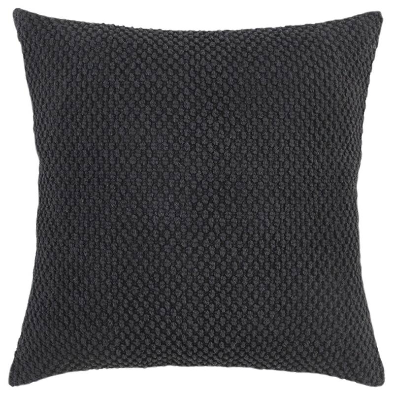 Black Nubby Textured Modern Throw Pillow