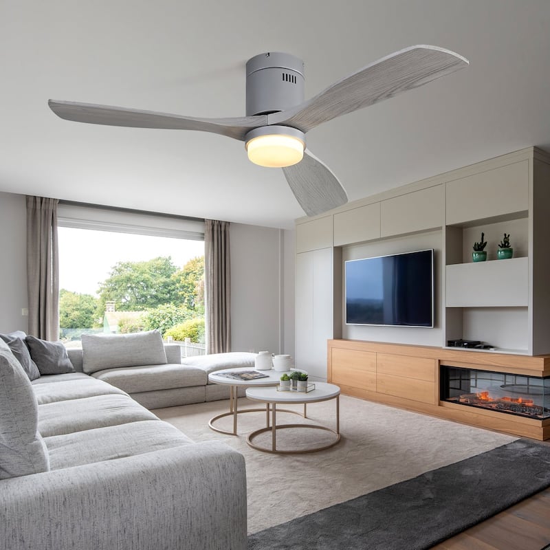52" Ceiling Fan Light with Remote Control for the Living Room - Remote - Silver