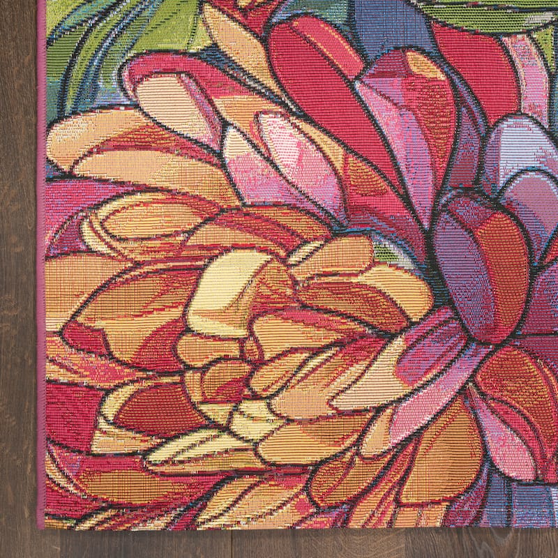 Nourison Color Splash Indoor/Outdoor Multicolored Floral Area Rug