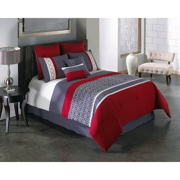 slide 2 of 7, Riverbrook Home Cypress Red 8 Piece Comforter Set