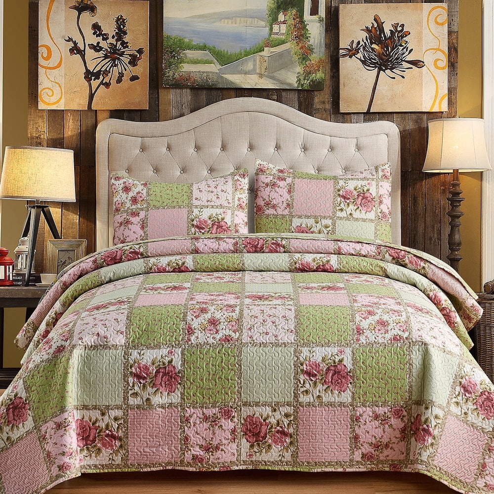 Plaid Patchwork Quilt Set Bedspread