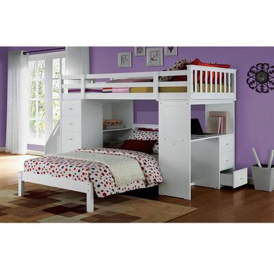 ACME Freya Loft Bed & Ladder in White
