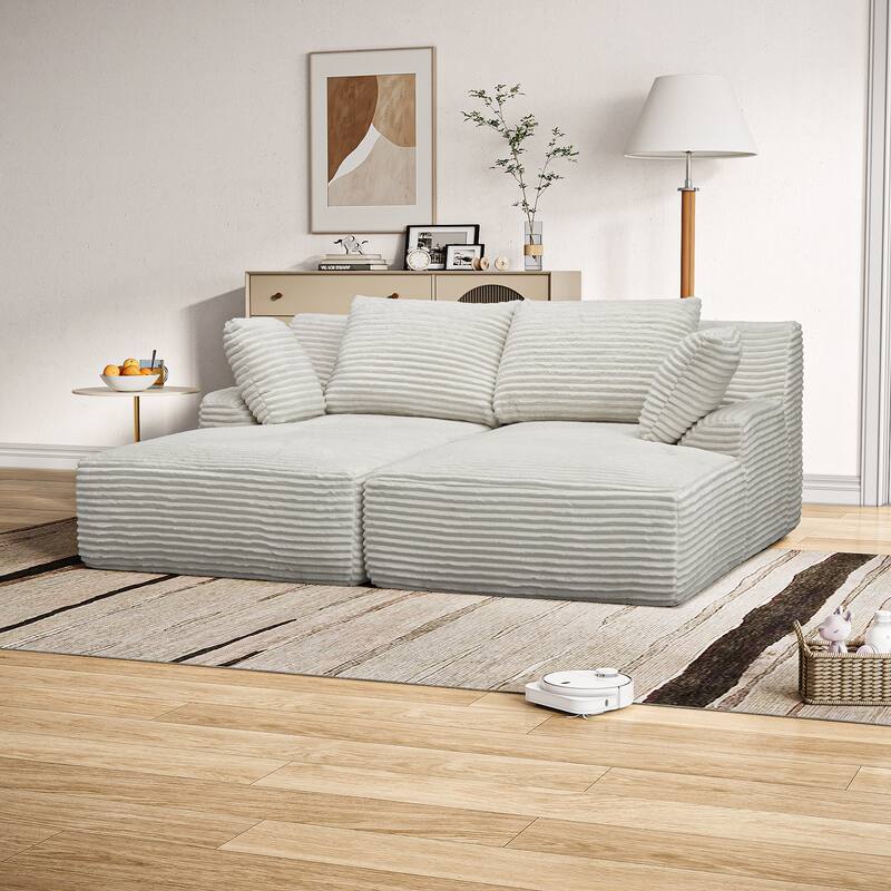 77.8" Oversized Double Chaise Lounge, Cloud Plush Sofa Bed, Upholstered Sleeper Chair, No Assembly Required