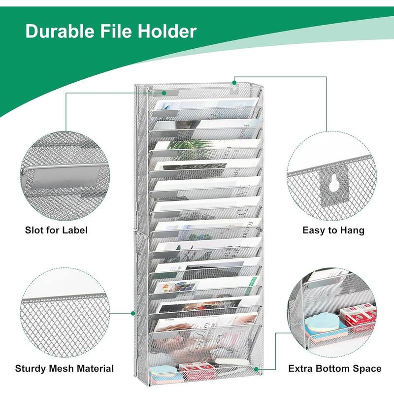 Hanging Wall File Holder, Paper Storage Organizer