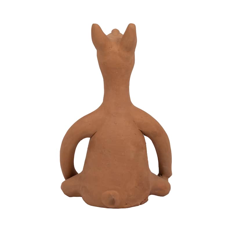 Sagebrook Home Terracotta Natural Novelty Solid Color Yoga Bunny