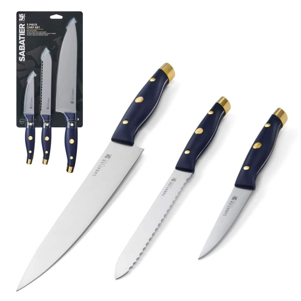 Sabatier 3 Piece Chef Set - 8" Chef, 5.5" Serrated Utility, 3.5" Paring