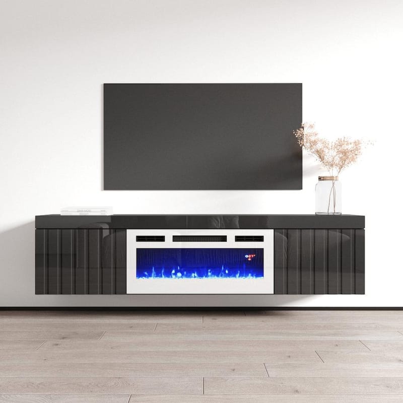 Knoxville WH-EF Electric Fireplace 71" TV Stand - Black