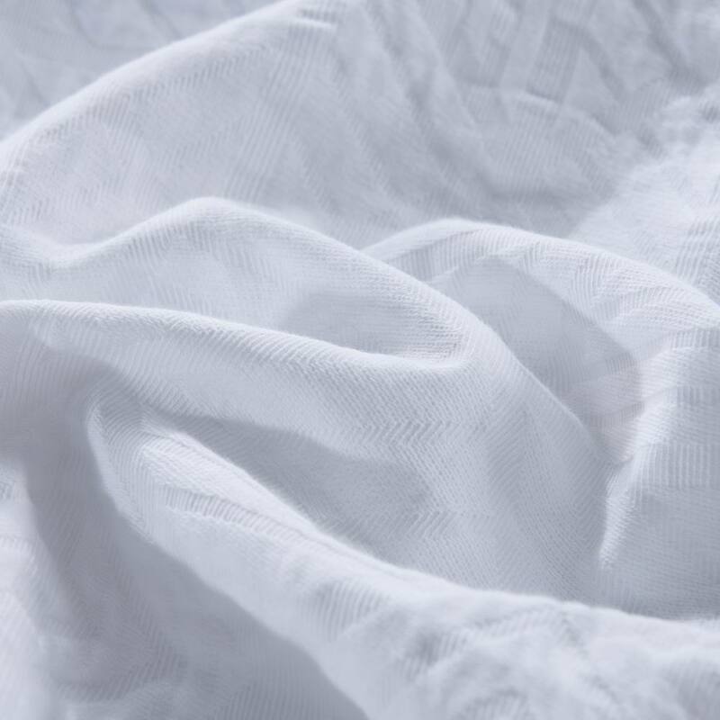 WHOLINENS Washed Cotton Textured Matelasse Duvet Cover Set 3Pcs