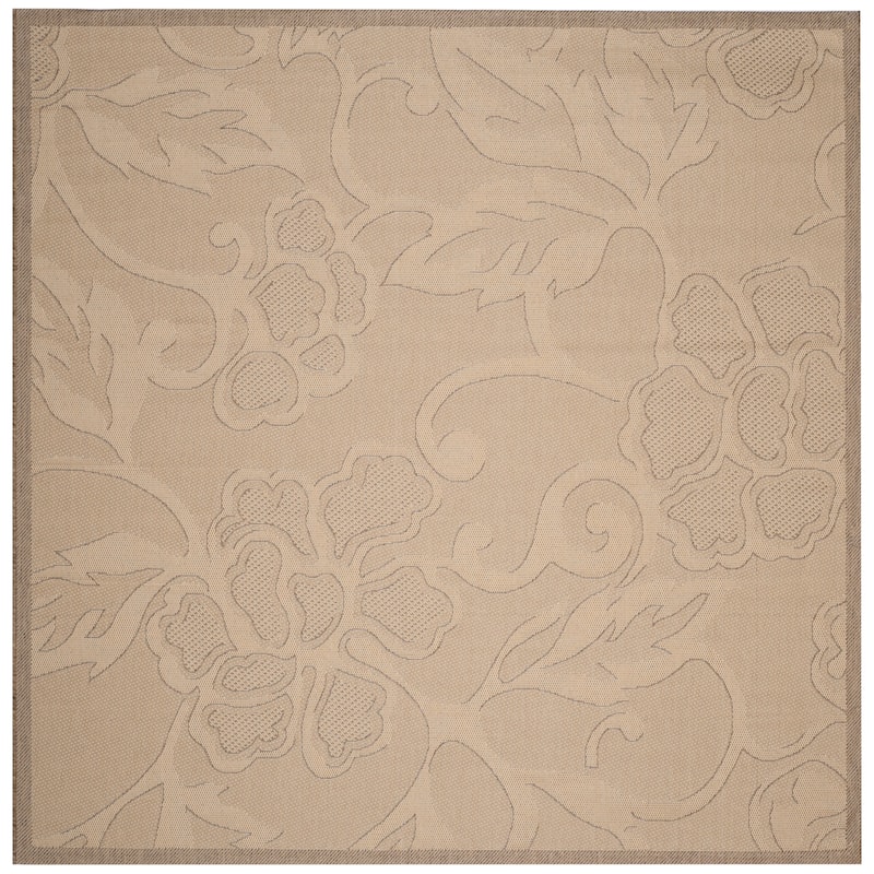 SAFAVIEH Courtyard Yaren Indoor/ Outdoor Waterproof Patio Backyard Rug - 7'10" Square - Natural/Brown