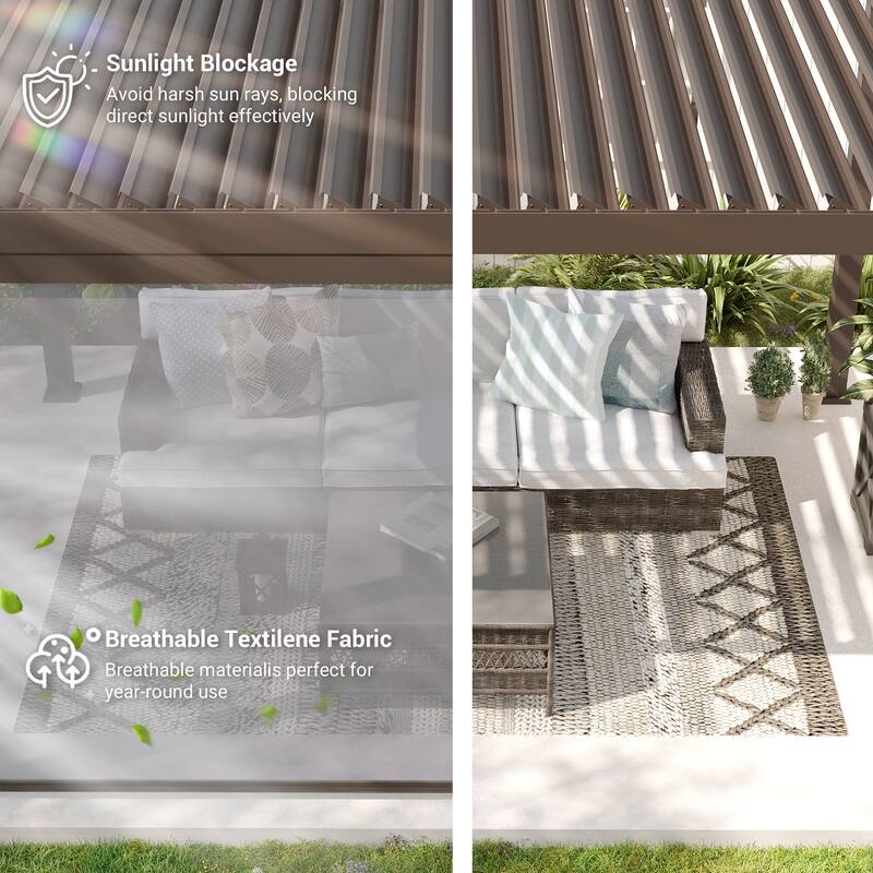 BONOSUKI Adjustable Height Pull Down Privacy Screen for 10FT/12FT/13FT Pergola (Screen Only)