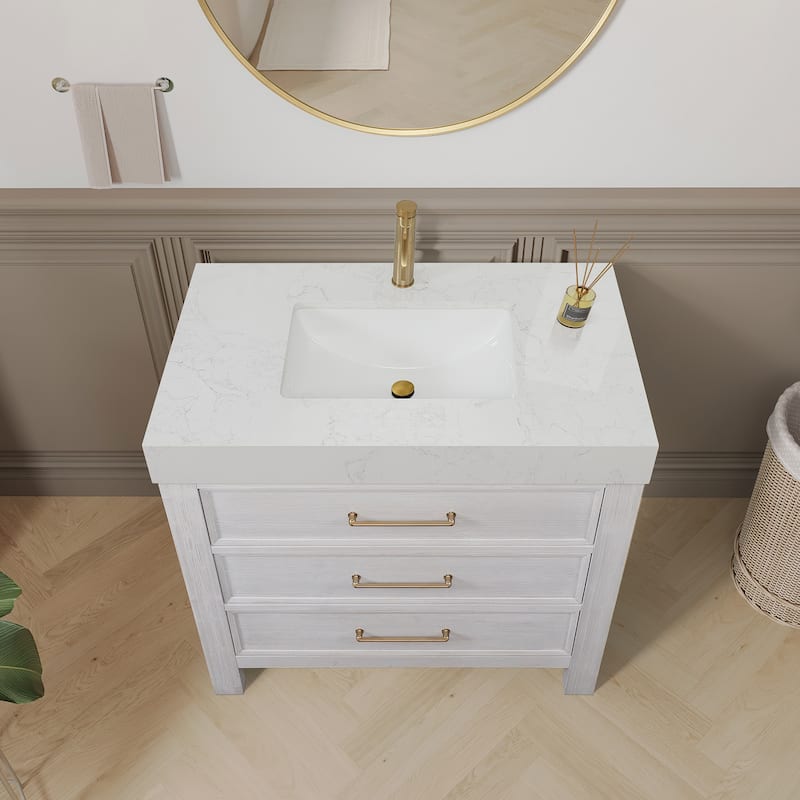 Leon 36 in. Single Bathroom Vanity with Composite Stone Top